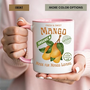 Mango Lover Mug Vintage Fruit Mug with Organic Label Tropical Fruit Farmhouse Gift Fresh Mango Coffee Cup Mango Lovers Gift Mango Coffee Mug