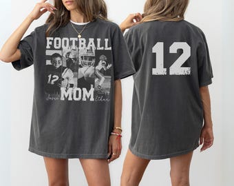 Personalized Football Mom Shirt, Custom Photo Football Mom Tee, Game Day Mom Shirt, Custom Number Back Tee, Football Mama Gift