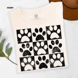 Vintage Paw Print Shirt for Pet Lovers Distressed Dog Cat Paw Shirt Checkered Paws Shirt Retro Paws T-Shirt Boho TShirt Gift For Pet Lovers image 16