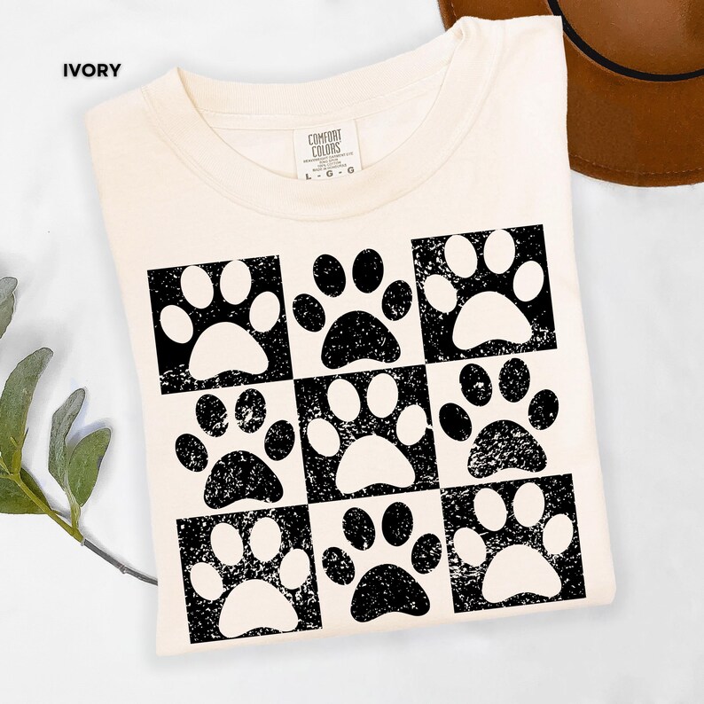 Vintage Paw Print Shirt for Pet Lovers Distressed Dog Cat Paw Shirt Checkered Paws Shirt Retro Paws T-Shirt Boho TShirt Gift For Pet Lovers image 16