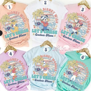 Personalized Mickey and Friends Disney Cruise Shirt, All Characters Let's Cruise Disney Family Cruise Vacation 2025, Disney Wish Dream Magic
