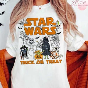 Disney Star Wars Halloween Shirt, Trick or Treat Galaxy&#39;s Edge Star Wars Skeleton Mummy Pumpkin Family Halloween Trip, Star Wars Costume Tee