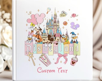 Libro de autógrafos personalizado de Mickey y sus amigos en el Castillo de Disneyland, Libro infantil de Disneyland California, Viaje de chicas a Disney, Libro de recuerdos de viaje a Disney