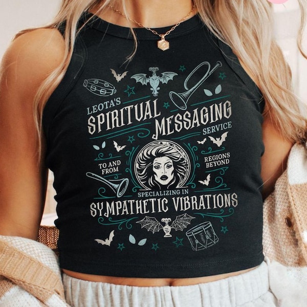 Disney Haunted Mansion Madame Leota Baby Tee Crop Top Tank, Welcome Foolish Mortals Hitchhiking Ghosts Hatbox Ghost Disney Girl Trip Shirt