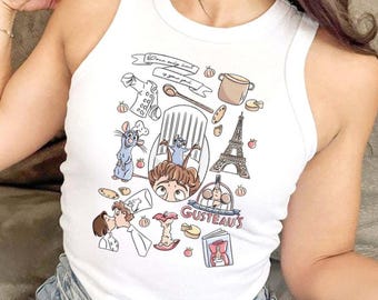 Disney Ratatouille Little Chef Remy Crop Tank, Linguini Remy Rat Paris France Gusteau's Disney Girl Trip Baby Tee, Anyone Can Cook Remy Chef