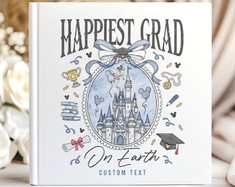 Personalized Coquette Bow Castle Disney Graduation Autograph Book, Graduate Senior Class Of 2026 Journal Memory Book, Graduation Guest Book
