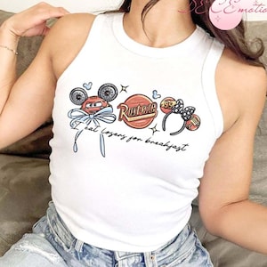 Coquette Bow Disney Cars Lightning McQueen Crop Tank, Cars Land McQueen Mater Sally Carrera Doc Hudson Baby Tee Crop Top, Disney Girl Trip