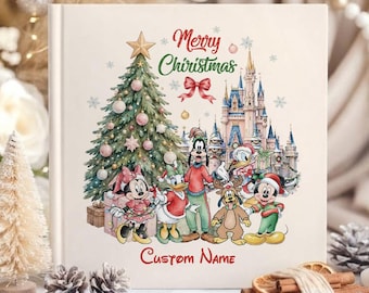 Personalized Mickey and Friends Santa Disney Christmas Autograph Book, Mickey's Very Merry Christmas Party, Holiday Disney Trip Memory Book