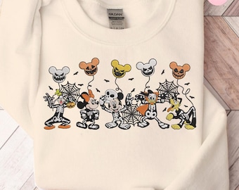 Mickey and Friends Skeleton Embroidery Disney Halloween Shirt, Mickey's Not So Scary Halloween Party, Embroidered Family Halloween Costume