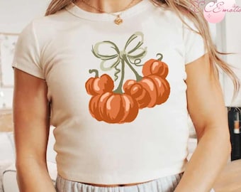 Coquette Bow Pumpkin Disney Halloween Baby Tee Crop Top, Mickey's Not So Scary Halloween Party 2025, Disney Girl Trip Shirt, Trick or Treat