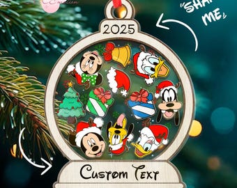 Personalized Mickey & Friends Santa Disney Christmas Shaker Ornaments, Mickey's Very Merry Christmas Party, Family Christmas Ornament Decor