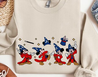 Embroidery Disney Fantasia Shirt, Fantasia Sorcerer Mickey Wizard Sweatshirt, Embroidered Walt Disney World Disneyland Fantasmic Show 2026