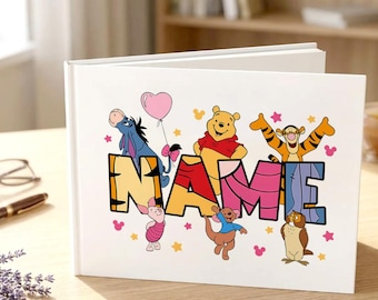 Personalized Disney Trip Autograph Book, All Characters Mickey and Friends Winnie The Pooh Kids Book Girl Trip Book, Disney Trip Memory Book