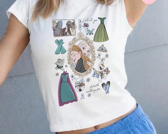 Coquette Bow Disney Frozen Baby Tee Crop Tank, Princess Anna Olaf Queen Elsa Birthday Girl, Disney Girl Trip, Frozen Birthday Family Trip