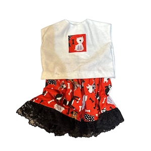Handmade - Puppy Dog Shirt and Skirt for 18in Dolls Like American Girl