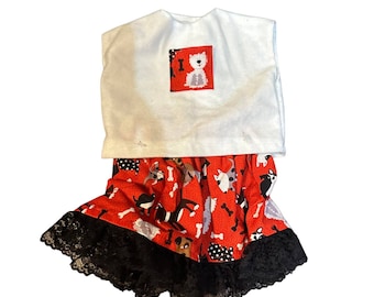 Handmade - Puppy Dog Shirt and Skirt for 18in Dolls Like American Girl