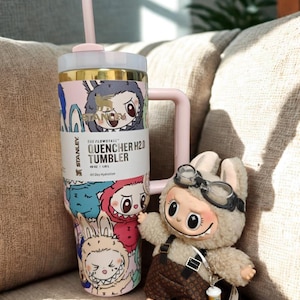 Back to School Gift | Cute Labubu 40oz Custom Laser Tumbler | Labubu Bottle | Awesome Birthday Gift | New Semester Watter Bottle | Labubu