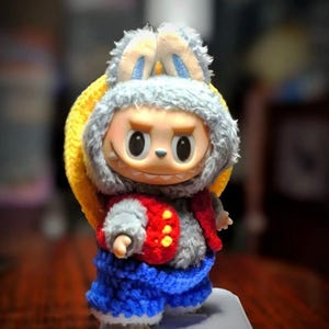 Luffy Costume for Labubu Doll (17cm) – Handmade One Piece Straw Hat Outfit | Doll Clothes Only | Labubu Clothes | Labubu One Piece Costume