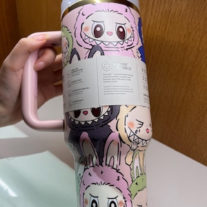 Labubu Bottle | Cute Stanley Tumbler with Labubu Design | Stanley H2O 40oz | Awesome Birthday Gift | Pop Mart Labubu Cup | Quencher