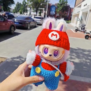 Labubu Super Mario Kostüm Set - Handgefertigtes 17 cm Puppen Outfit