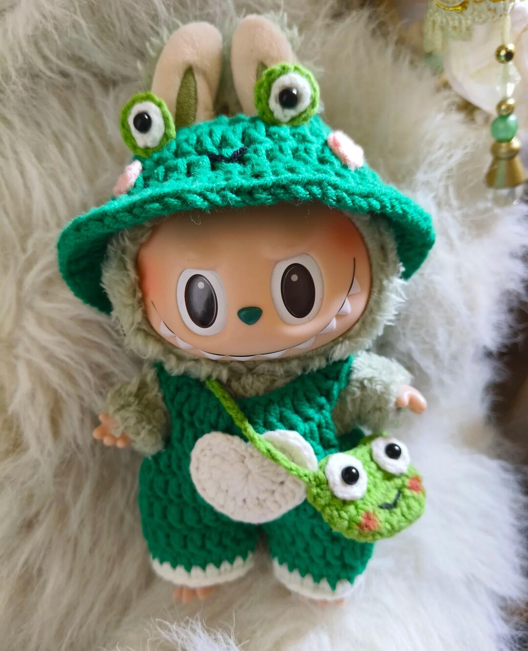 Labubu Frog Outfit | Handmade Plush Doll Costume | Doll Clothes (light ...