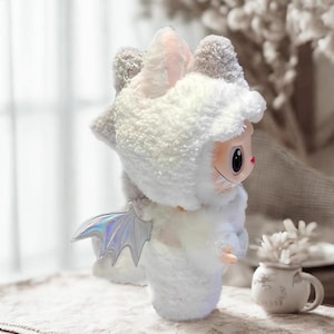 Labubu Handmade Plush Dragon Outfit (Black/White) for All Generations Labubu: Halloween Costume
