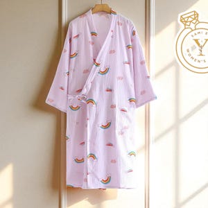 Comfortable Cotton Kimono Robe | Lightweight Bathrobe for Spa | Multi Color Sleepwear | Thin Lounge Robes | Autumn Relaxing Outfit