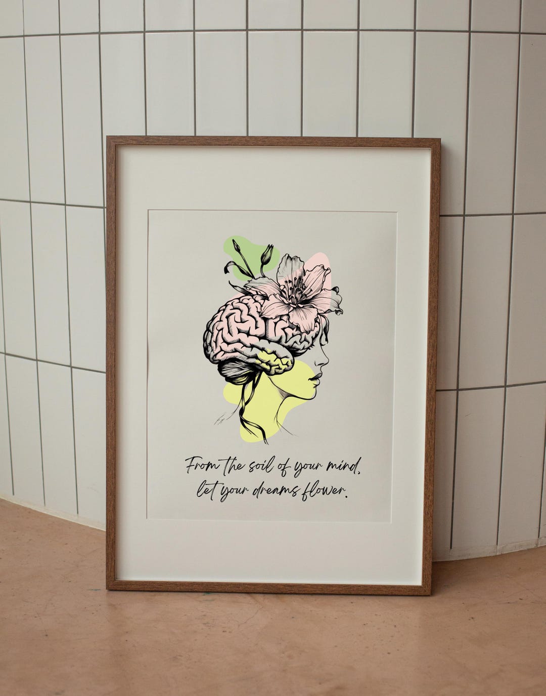 Floral Brain | Mental Health Brain Wall Art | Therapy Wall Art ...