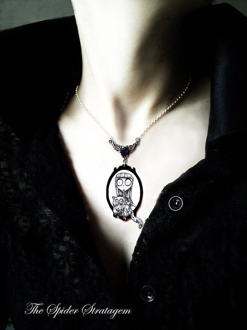 OOAK Gothic spooky earrings and necklace /'Weird Girl/' frankenweenie persian cat tim burton