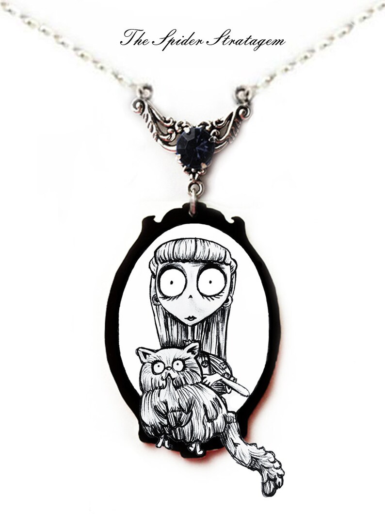 OOAK Gothic spooky earrings and necklace /'Weird Girl/' frankenweenie persian cat tim burton