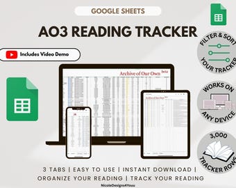 AO3 Reading Tracker | Google Sheets | Digital Fanfiction Tracker | Archive of Our Own