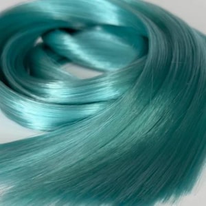 Japanese Saran Tropical Teal 1448 1oz/28g 36inch/92cm green - Doll Planet Hair, Doll Rehair, Rehairing, Doll Hair for Reroot, Rerooting