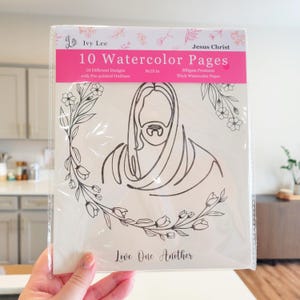 Pre-Outlined Watercolor Pages Jesus Christ, DIY Art for Adults & Beginners, Faith Based Gift, Girl&#39;s Night or Church Activity