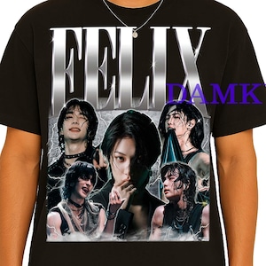 Maglietta Felix Stray Kids, maglione Felix, t-shirt Stray Kids, maglietta vintage Felix, maglietta retrò Felix, regalo Felix Merch, tour Stray Kids Dominate