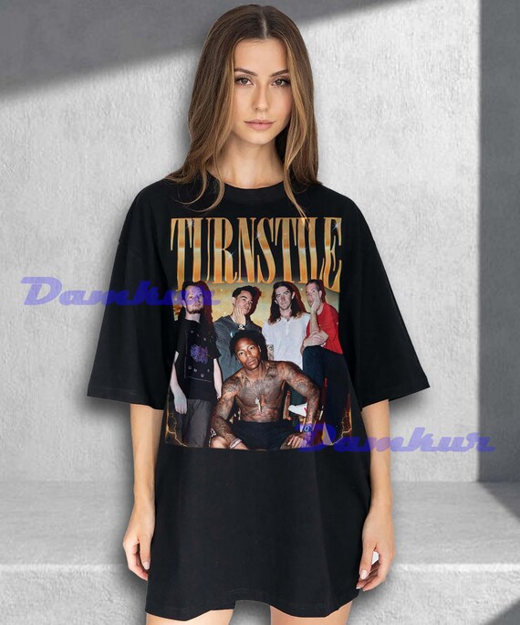 ターンスタイルシャツ、ユニセックスロックミュージックバンドTシャツ