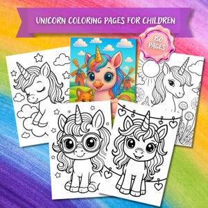 Children&#39;s coloring pages with unicorns, Digital printable sheets, Unicorns for coloring, Coloring pages for children