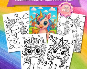 Children's coloring pages with unicorns, Digital printable sheets, Unicorns for coloring, Coloring pages for children