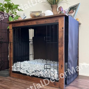 Wooden Kennel Table with Double Doors | Indoor Dog House | Dog Crate Furniture with Cushion | Outdoor Door House | Miniature Dog House