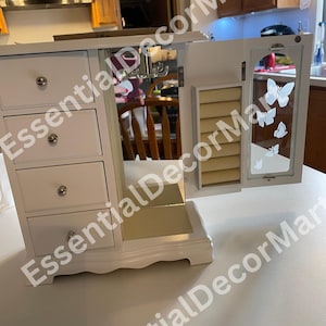 Portagioie in legno con 4 cassetti e specchio / Portagioie da viaggio / Portagioie antico / Portagioie / Portagioie da viaggio / Portagioie regalo