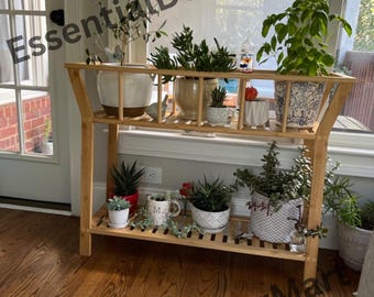 Bamboo 2-Tier Plant Stand | Indoor Plant Shelf & Side Table