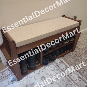 2 Tier Bamboo Shoe Bench Rack With Storage | Entryway Shoe Bench | Shoe Storage | Shoe Rack | Hallway Organizer | Shoe Bench | Side Table