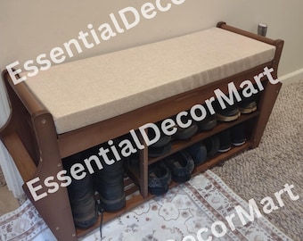 Bamboo 2-Tier Shoe Bench | Entryway Storage with Padded Seat