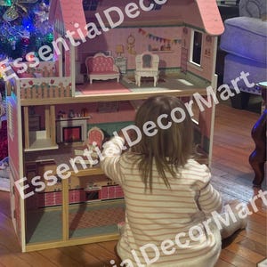 Wooden Dollhouse with 24-pcs | Dollhouse Miniatures | Dollhouse Furniture | Kids Dollhouse | Miniature House |Barbie Dollhouse |Gft For Kids