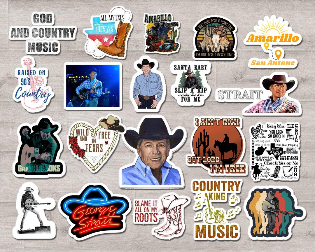 20pcs Strait Stickers Country Music Stickers Decal