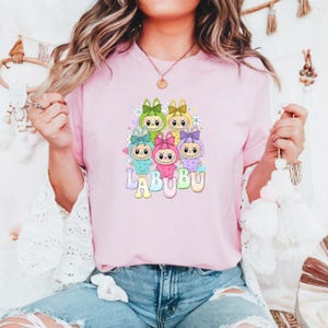 Cute Cartoon T-Shirt, Labubu Shirt, Gift for Her, Soft Graphic Tee, Trendy Cute Shirt, Custom Labubu Design,labubu sweet,labubu  hoodie