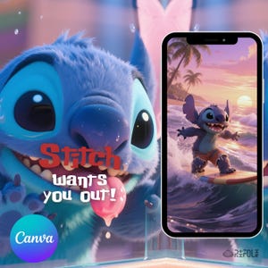 Stitch Movie Invitation Stitch Birthday Video Invitation Animated Template Editable Tropical Beach Summer Birthday Pool Party Invite
