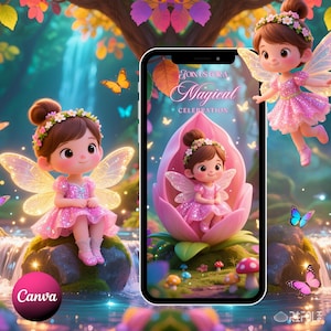 Fairy Invitation Princess Fairy Birthday Video Invitation Pink Princess Fairytale Magical Forest Party Digital Invite Editable Template
