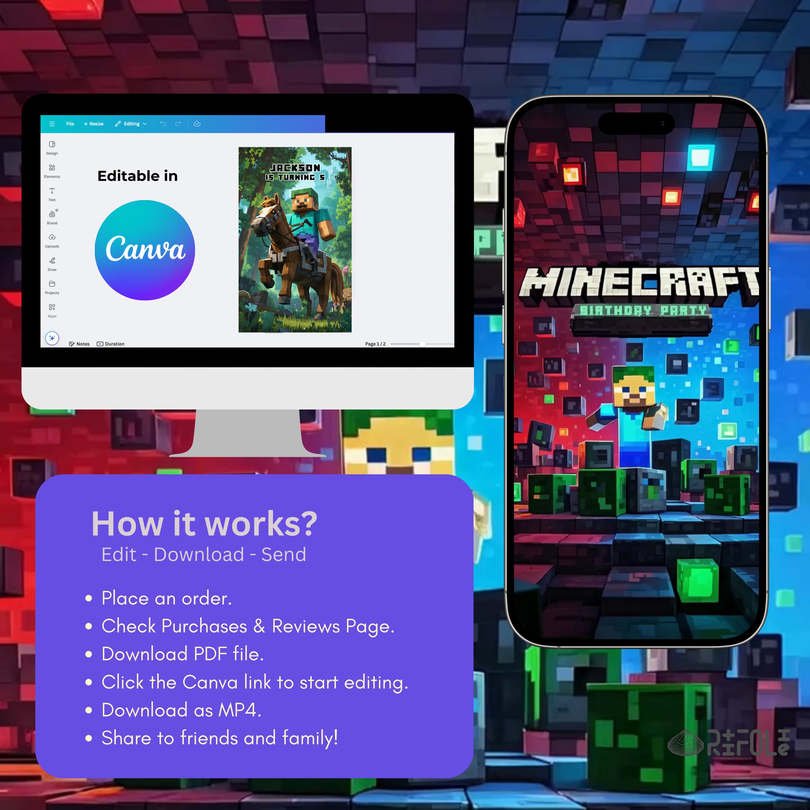 Minecraft Digital Party Invite