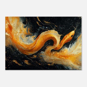 Cosmic Serpent Canvas Art: Golden Snake Painting