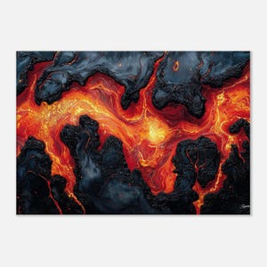 Lava Flow Canvas Art: Fiery Red & Orange Abstract Painting